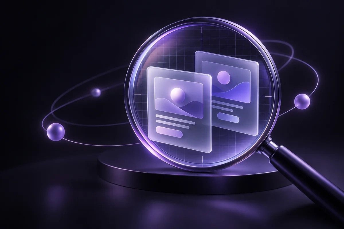 Deux variantes d’interface et une loupe évoquant une observation comparative